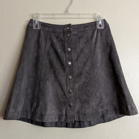 Abercrombie & Fitch Miniskirt Green Meadows Faux Suede Fit & Flare Snap … - Picture 3 of 15